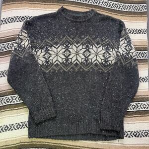 Men's Vintage 90's Hill & Archer Gray Wool Icelandic Pullover Sweater Sz Large T